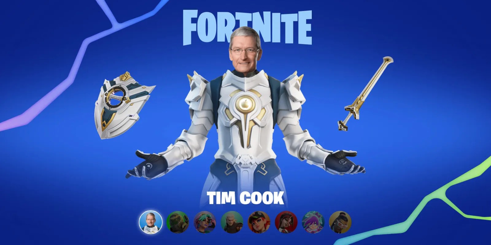 Epic Games accuses Apple of delaying its game store launch | Image of Tim Cook in Fortnite costume