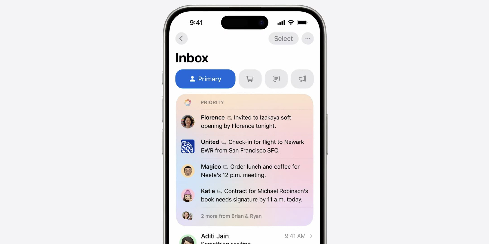 Mail categories iOS 18