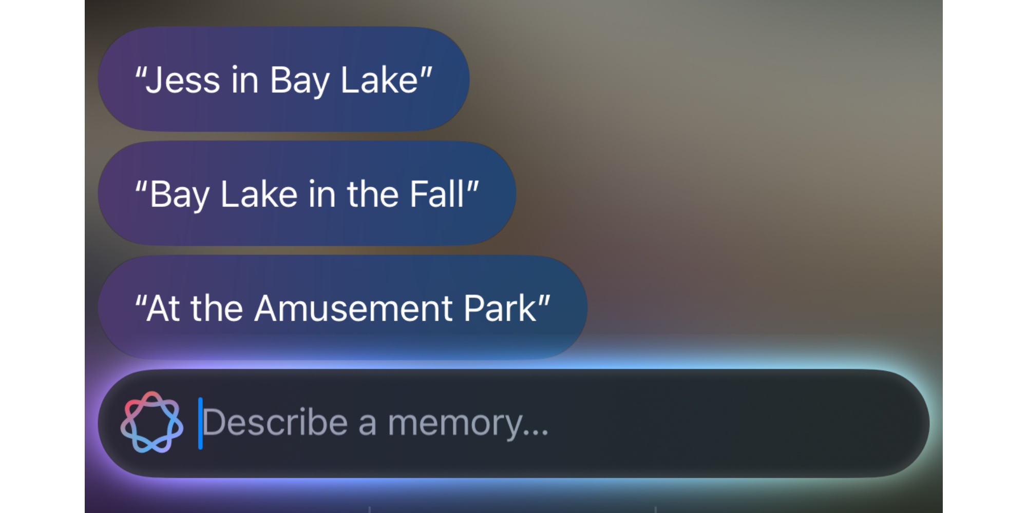 Entering a Memory movie description in iOS 18.1