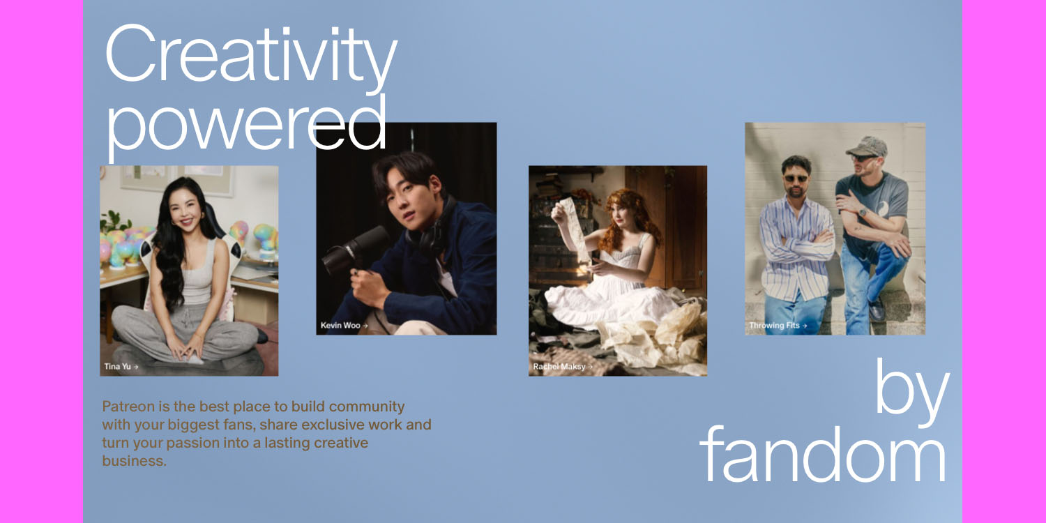 Apple comes under fire for Patreon commission (promo image of 'Creativity powered by fandom')