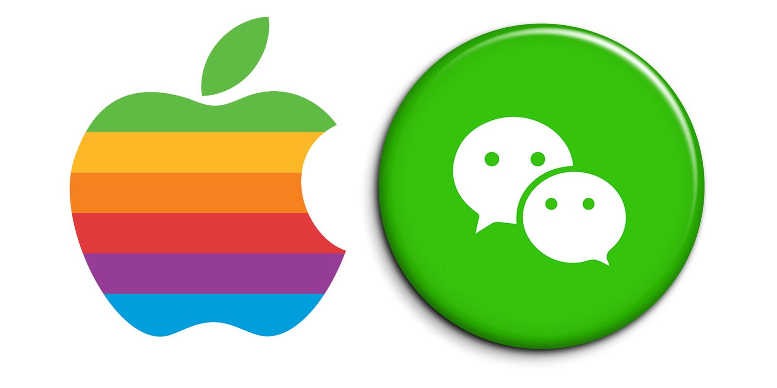 Apple trying to pressure WeChat | Stylized Apple and WeChat logos