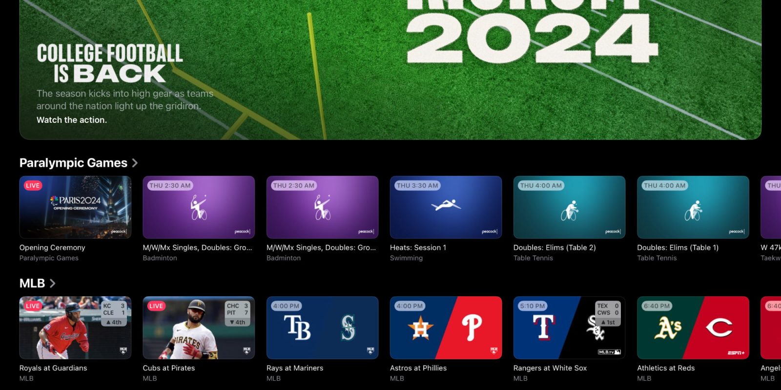 Apple TV Sports tab