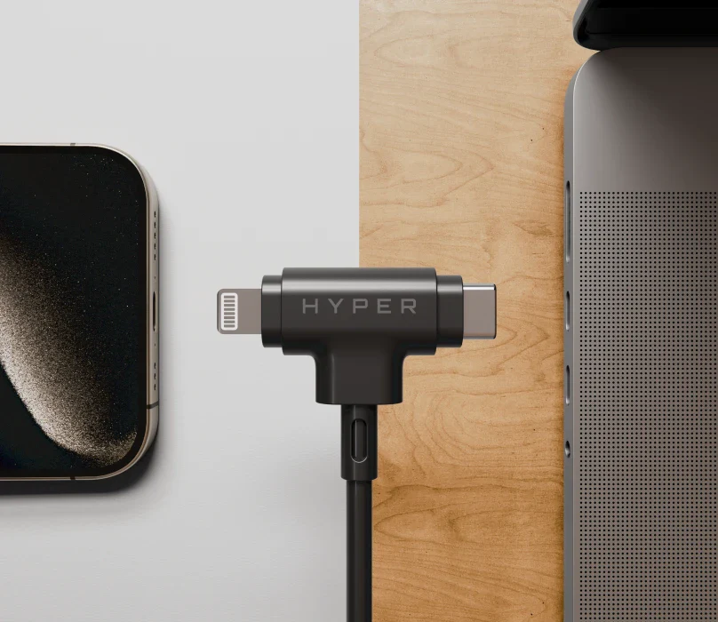 HyperJuice USB-C and Lightning Hybrid Silicone Cable