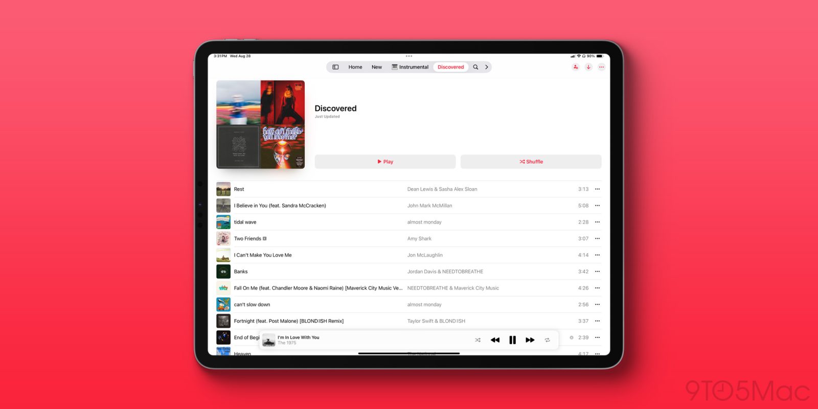 iPadOS 18 Music app tab bar