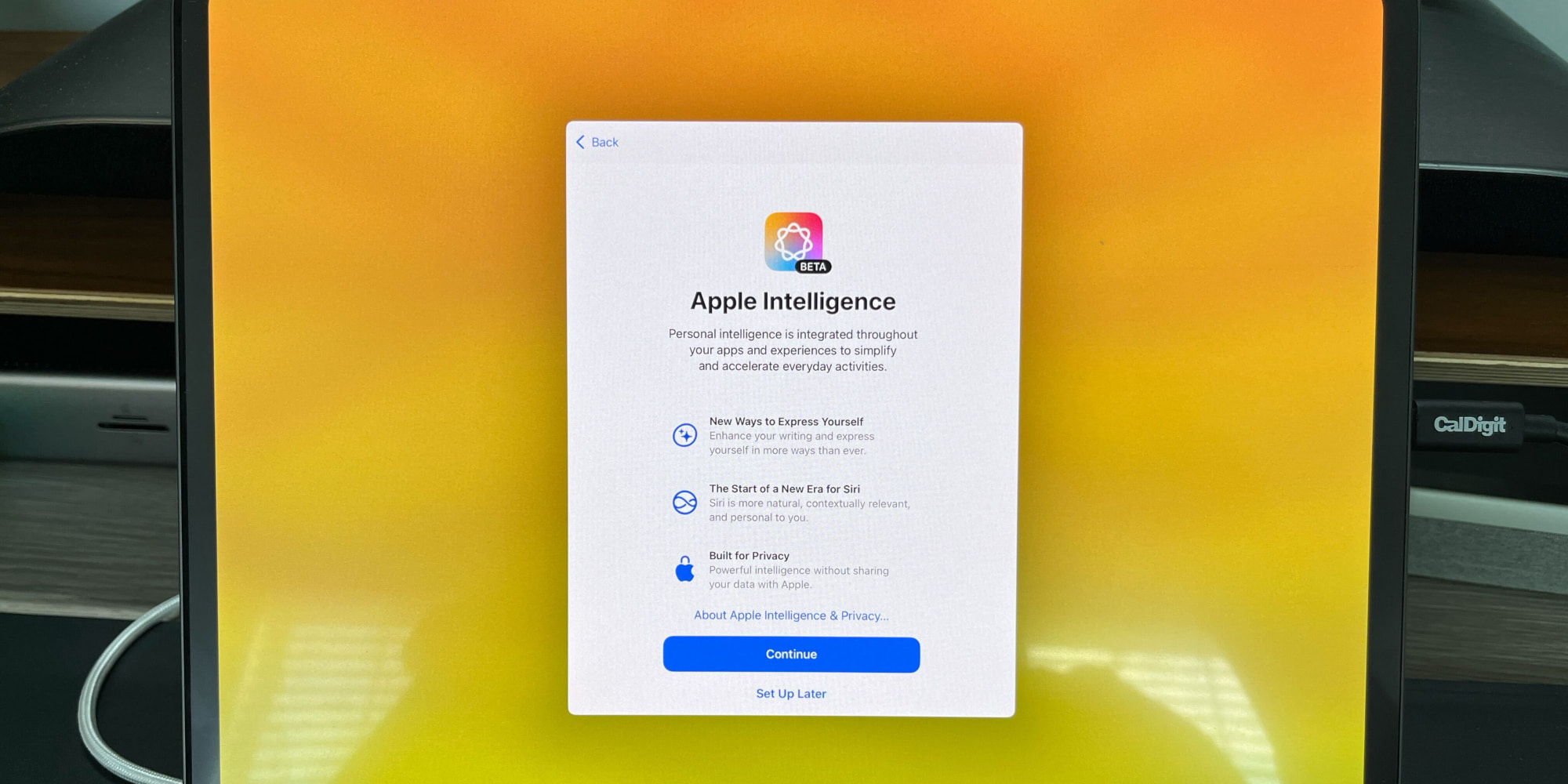 Configuração do Apple Intelligence no iPadOS 18.1 beta 3