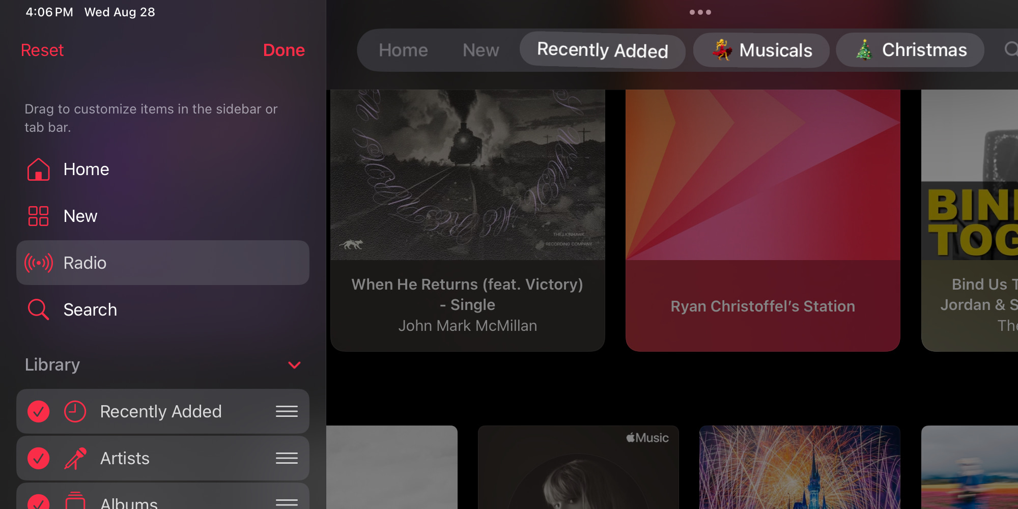 Customize the Music app tab bar in iPadOS 18