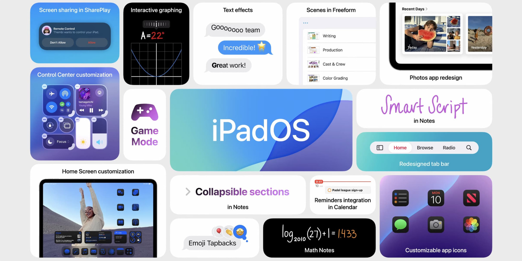 iPadOS 18 features bento