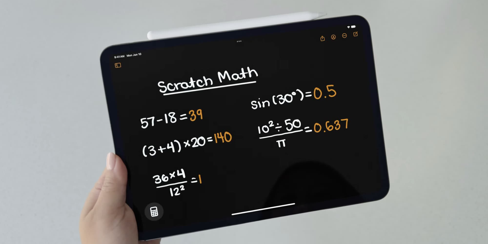 Calculator app for iPad Math Notes