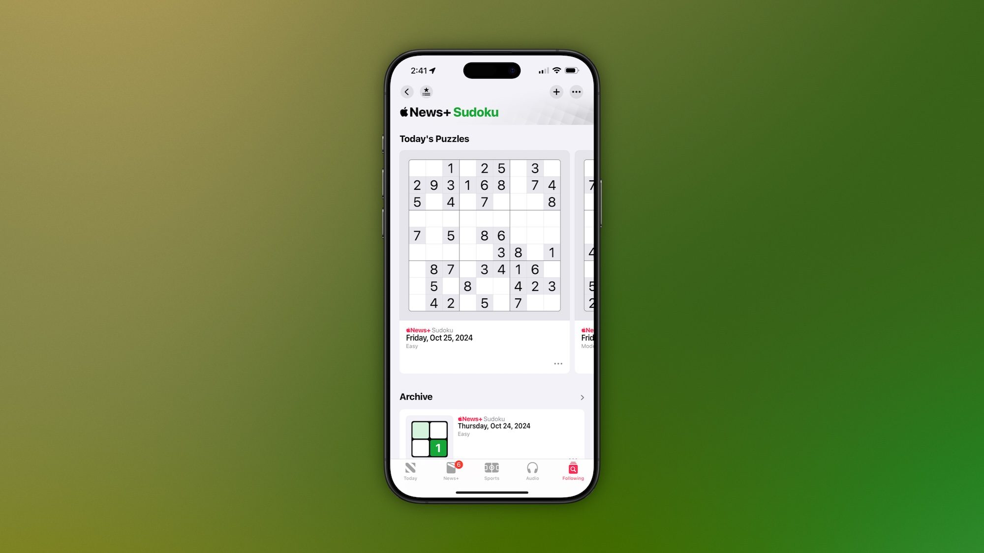 iOS 18.2 beta: Новые ежедневные игры в судоку появились в Apple News+