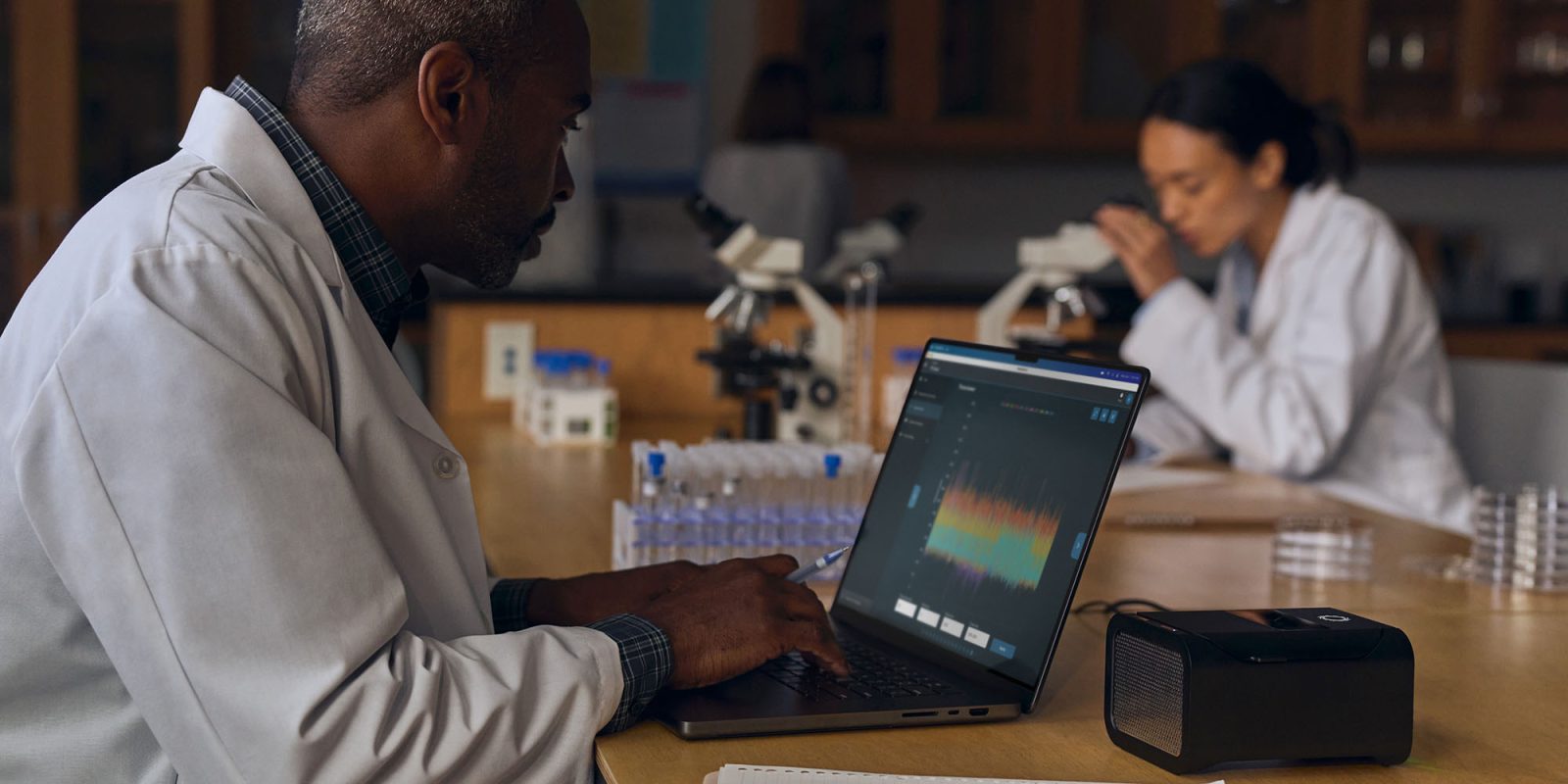 Apple quietly gave the M4 MacBook Pro (pictured in a lab) a quantum dot display