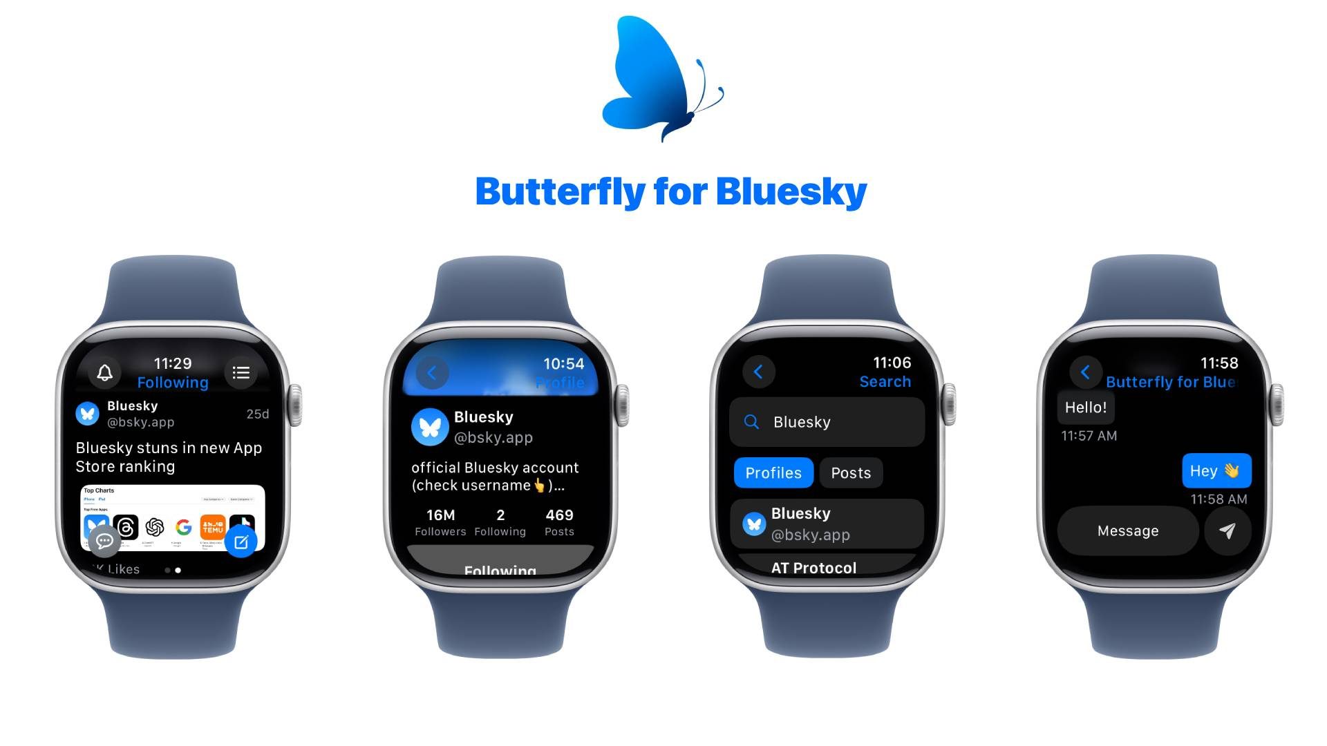 Butterfly выводит Bluesky на ваши Apple Watch с помощью красивого приложения