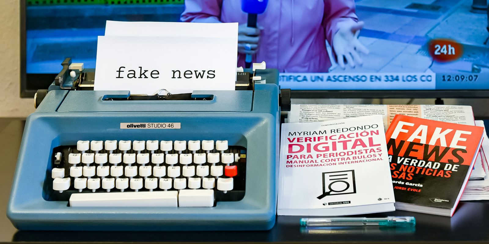 Luigi Mangione fake news could have been easily avoided by Apple Intelligence | Illustration of a typewriter with fake news text