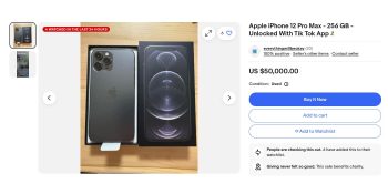 eBay sellers asking $2k to $50k for iPhones with TikTok installed | Screengrab of $50k listing