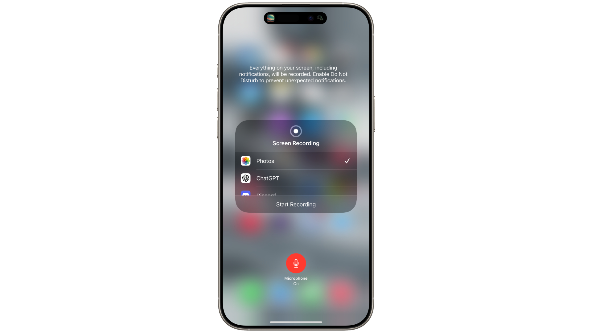 iOS 18 Screen Recording UI