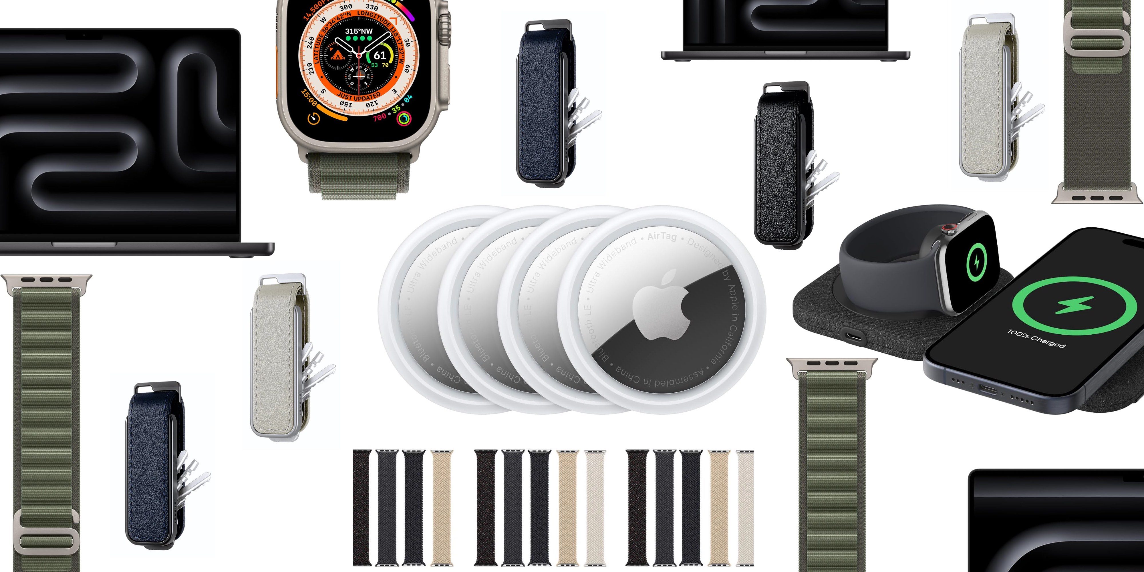 Скидки: Лучшая цена на AirTags от $16 за штуку, официальные ремешки Apple Watch Solo Loops от $15, Alpine Loop за $45, MacBook, и многое другое