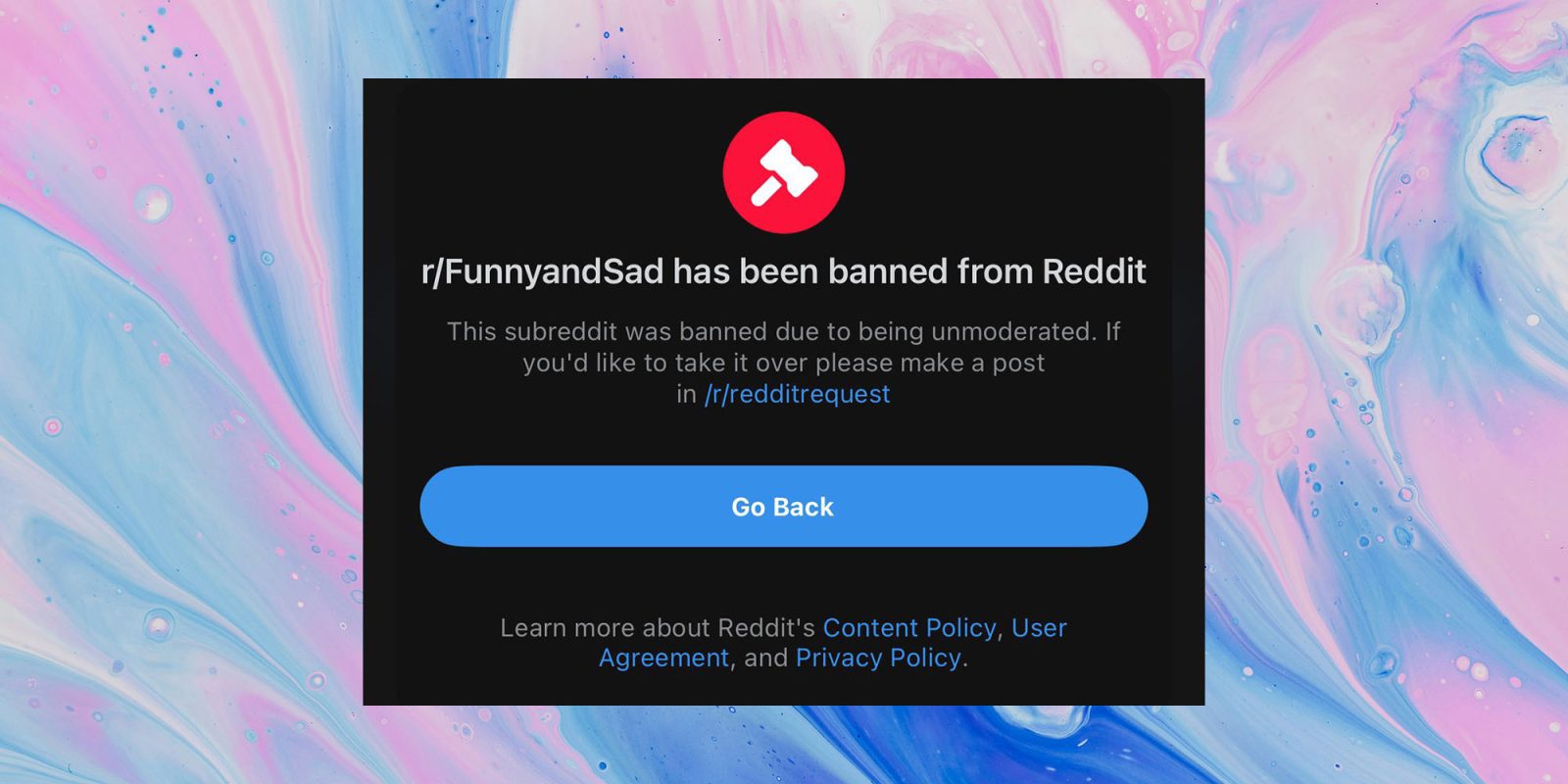 Reddit banned 90+ subreddits 'accidentally' but some are worried | Screengrab of banned community