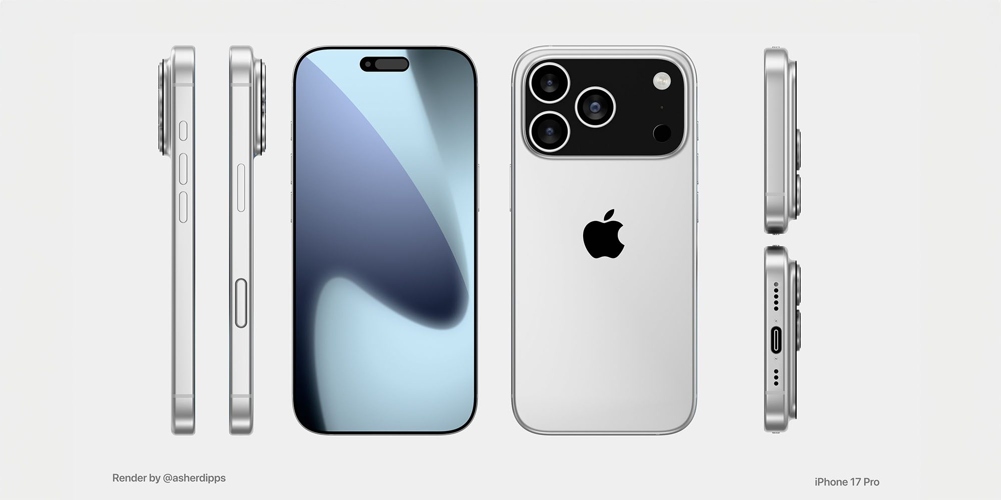 Рендеры показывают дизайн iPhone 17 Pro в серебристом и космическом черном цветах