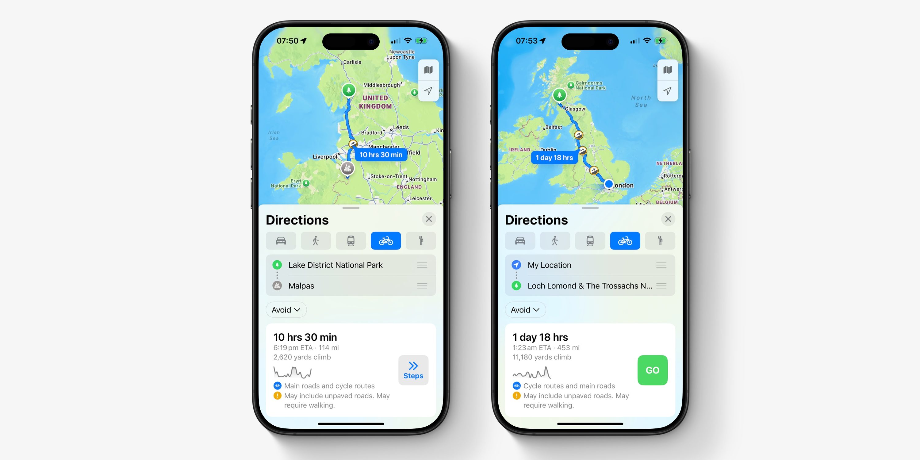 Apple Maps расширяет велосипедные маршруты по Великобритании и Ирландии