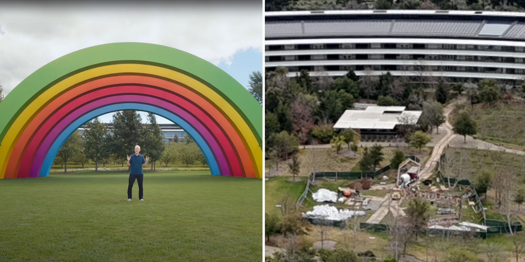 Радужные арки Apple Park демонтированы, но их, по сообщениям, перестраивают