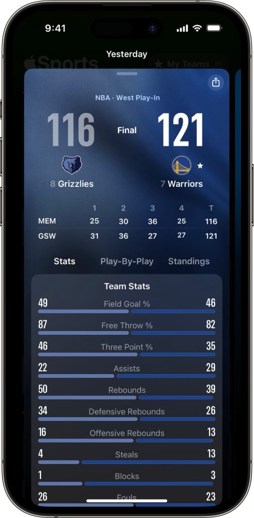 Apple Sports scores another win with new Game Card Sharing feature