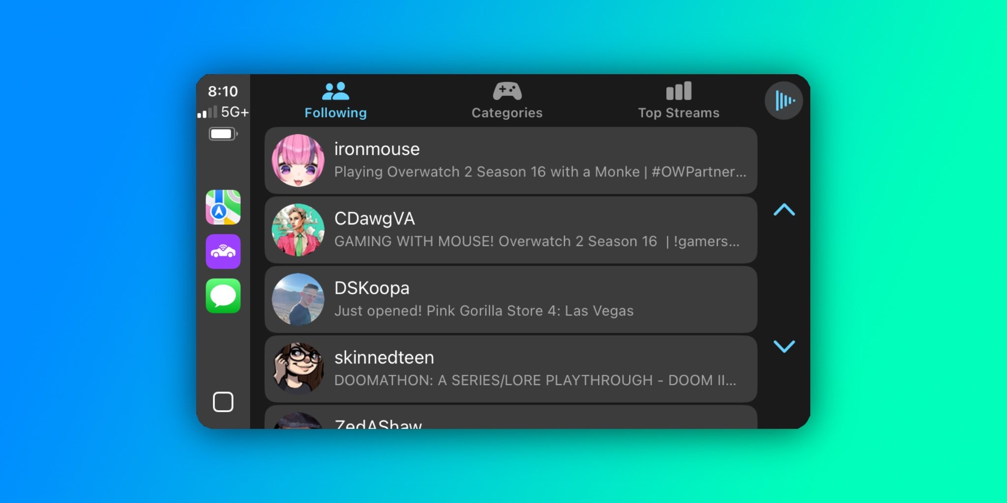 Инди-приложение недели: «CarStream» обеспечивает просмотр Twitch без отвлечений на CarPlay