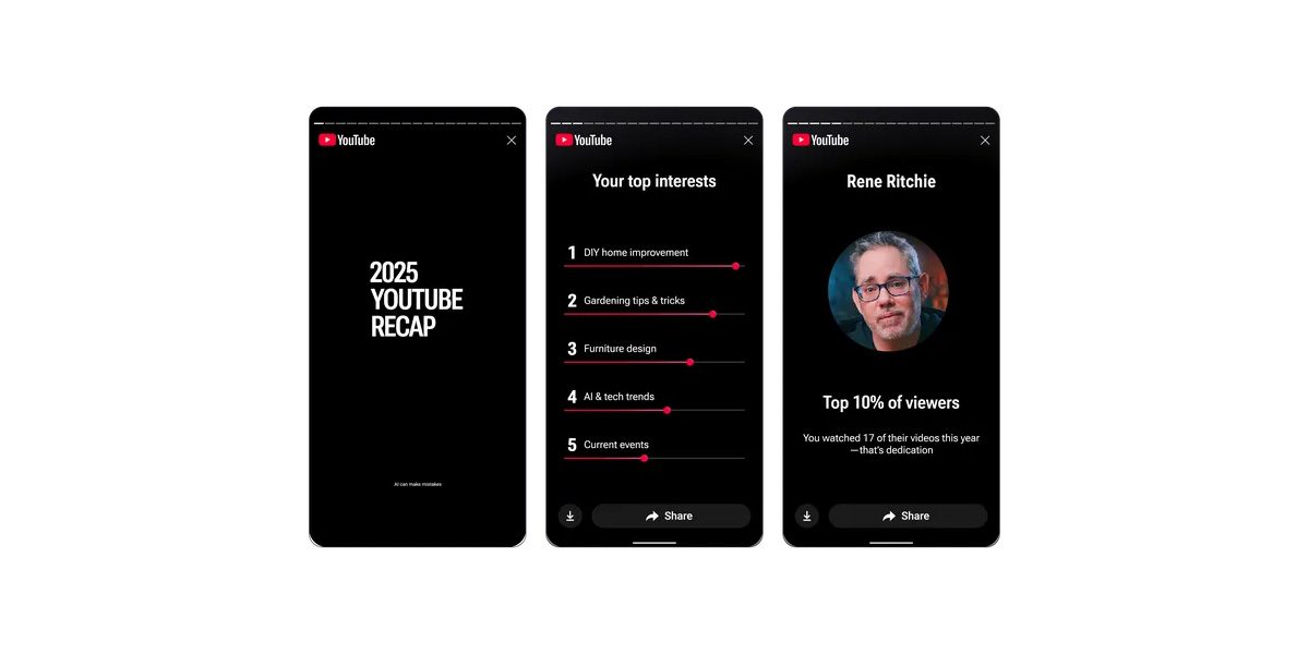 YouTube «Recap» — это аналог Spotify Wrapped для видео, который начнет появляться уже сегодня