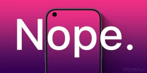 iPhone 18 Pro Dynamic Island confusion now appears to be resolved | Render showing selfie camera top left with a giant 'Nope' overlaid