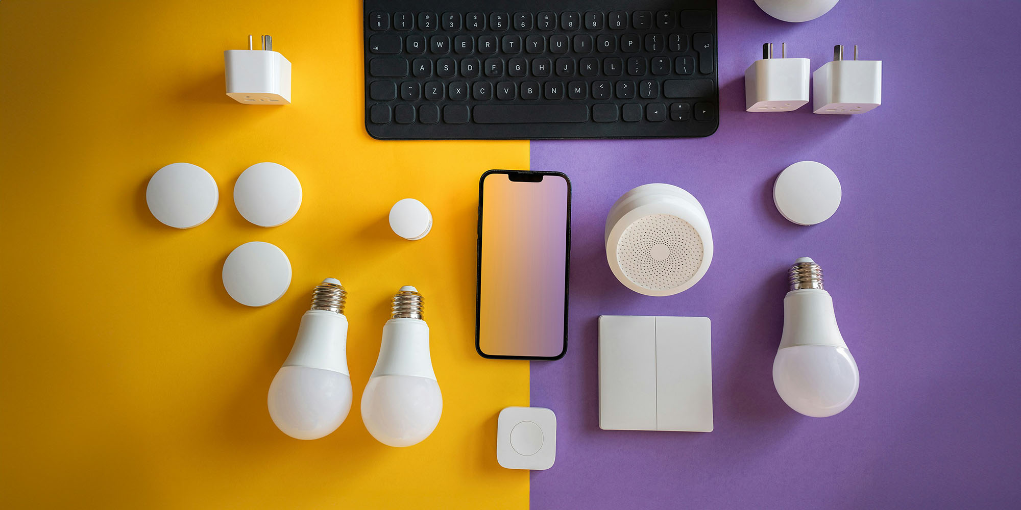 Planning my new smart home, 13 years later | The image shows a range of smart home devices against a colored background