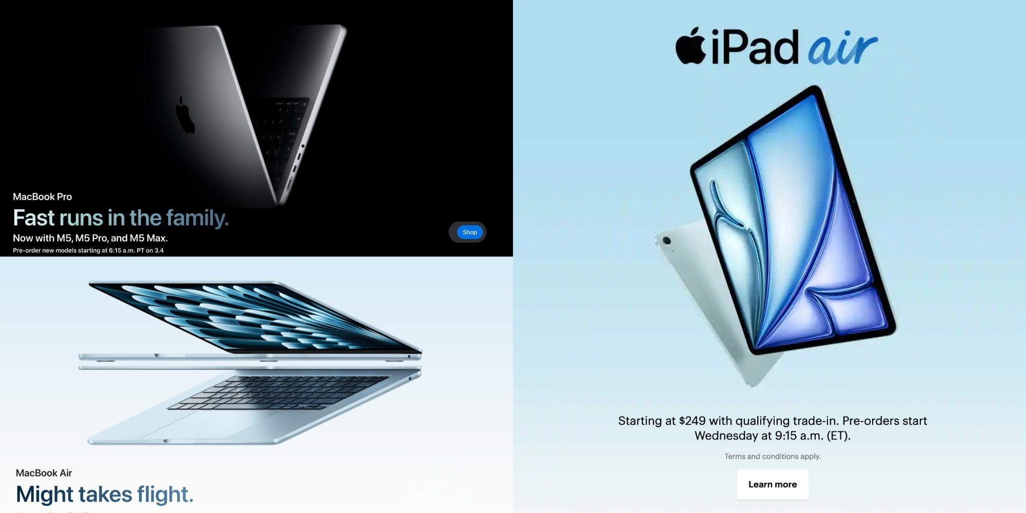Предзаказы: MacBook Air M5 и MacBook Pro M5 с подарочными картами до $100, скидка до $50 на новый iPad Air и другое