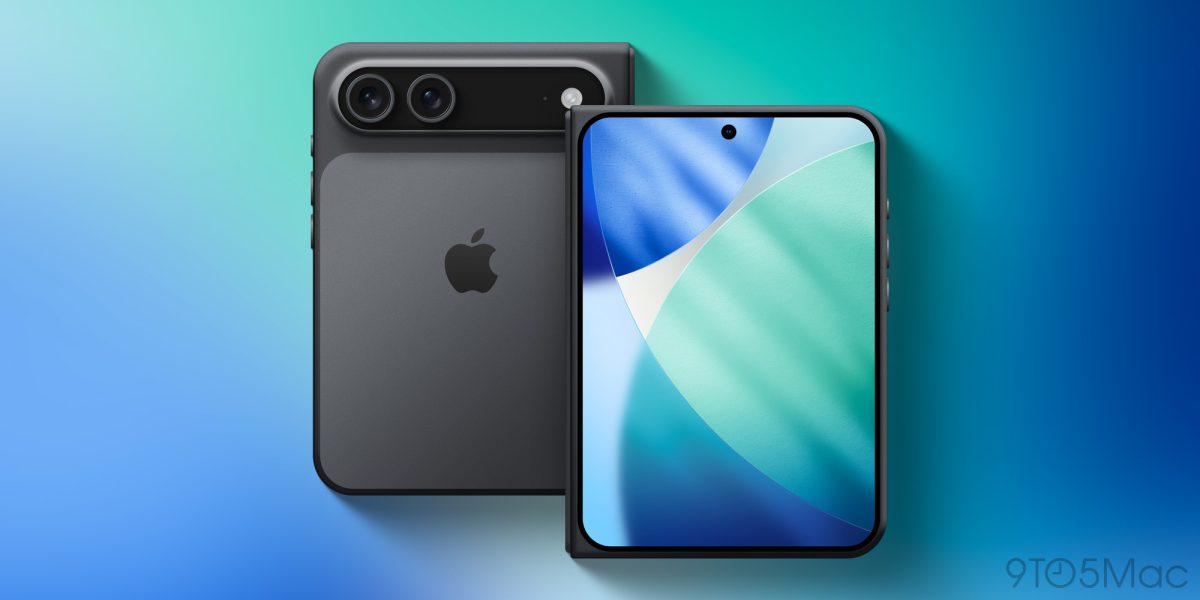 iPhone Fold màu xanh — góc nhìn camera
