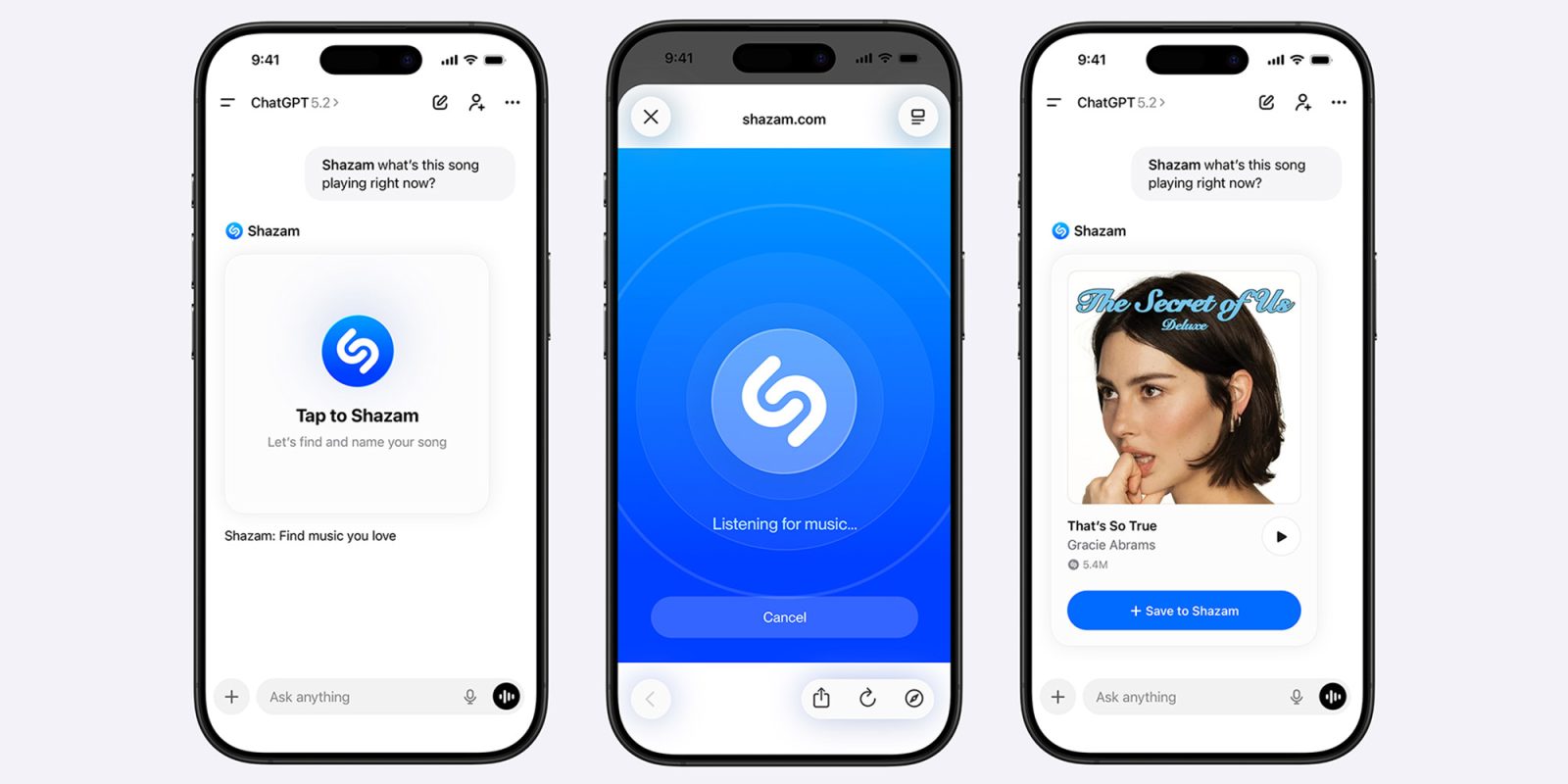 You can now use Shazam directly from ChatGPT