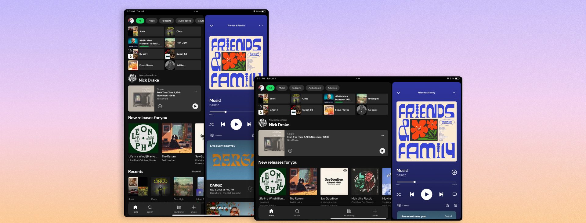 Spotify's latest update is a redesign for iPads with four