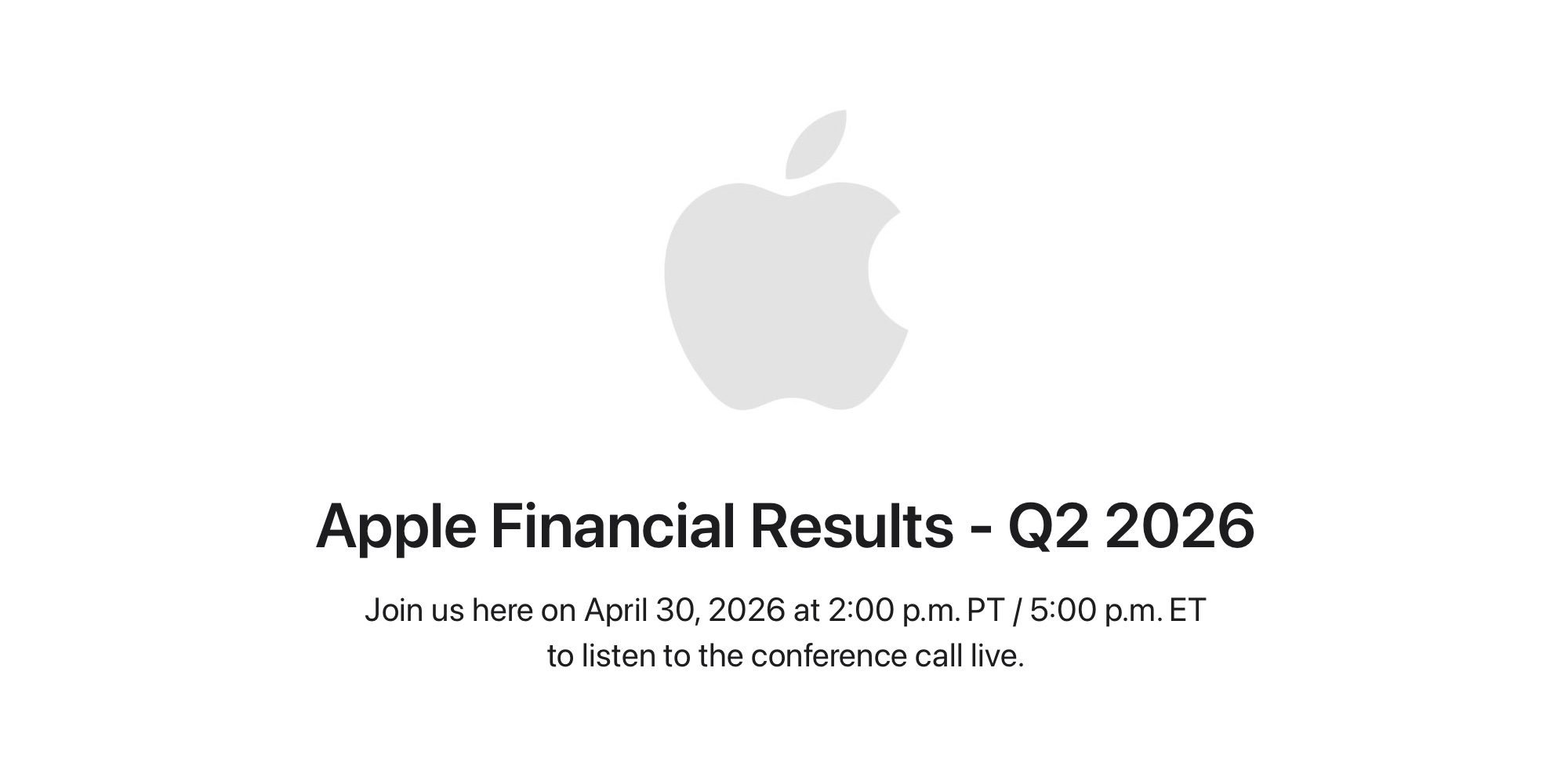 Here’s how to listen live to Apple’s Q2 2026 earnings call