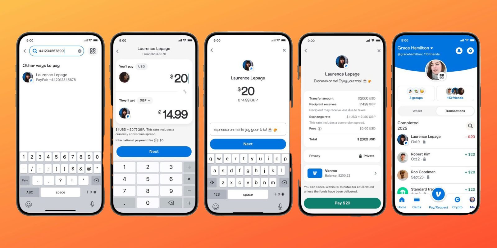 Venmo privacy finally being fixed eight years after 'alarming' fails | Screen grabs of Venmo transactions on an orange background