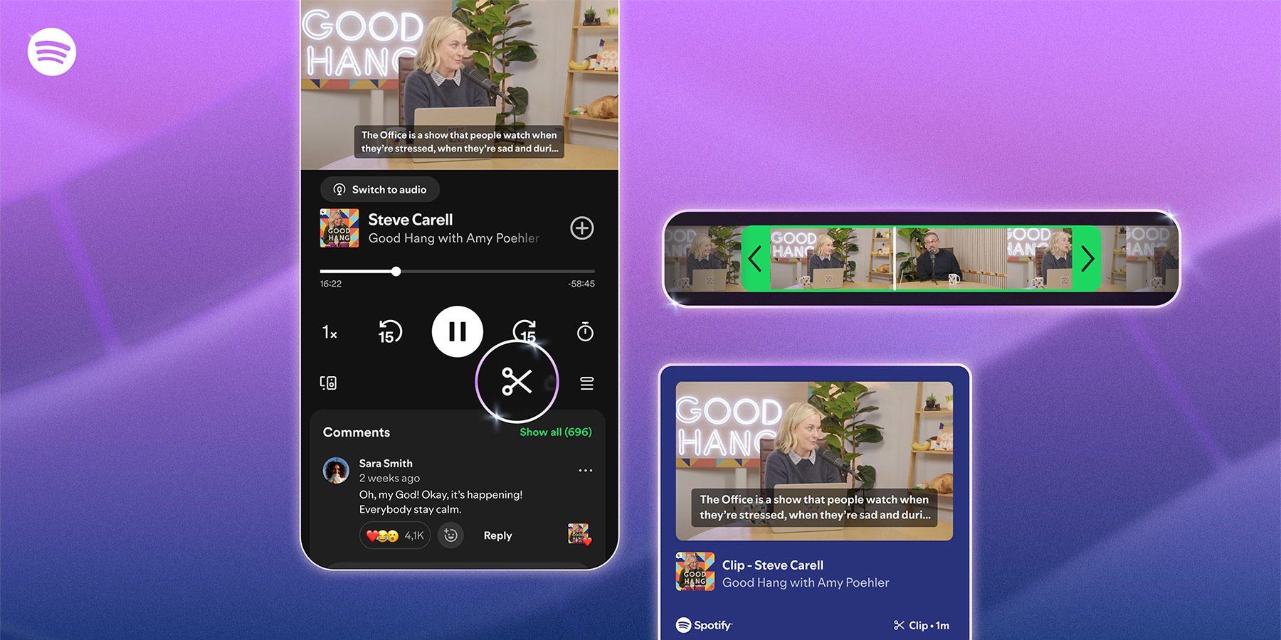 Spotify now lets users save or share podcast clips