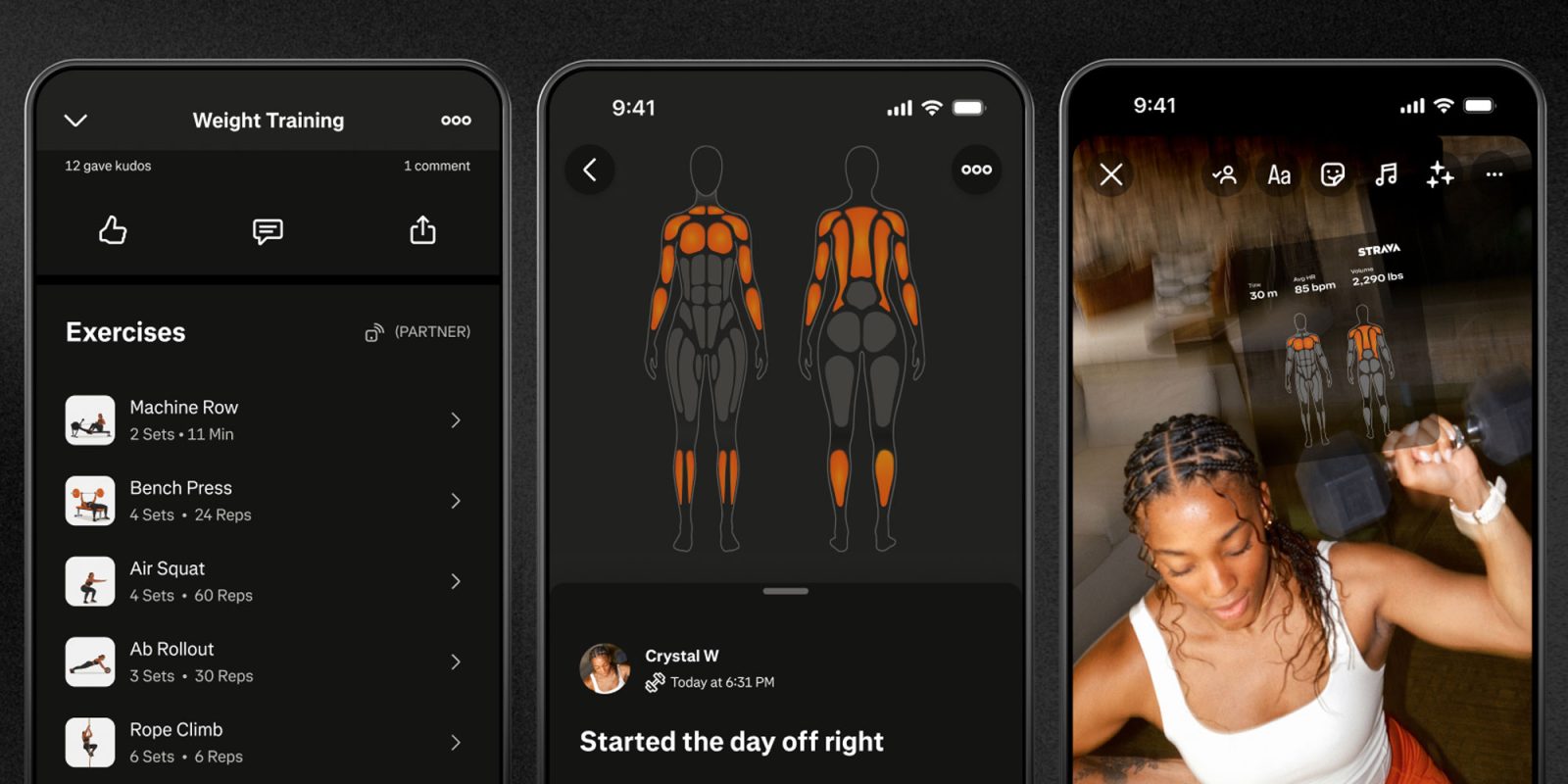 Strava adds dedicated strength training support for sets, reps, weight, and muscle groups