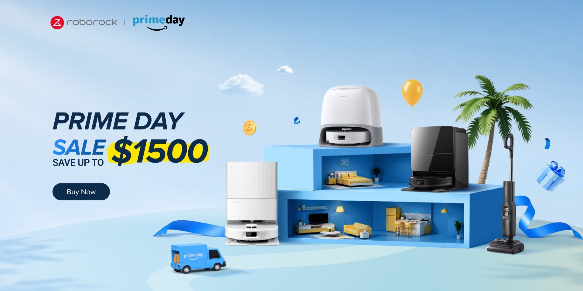Migliora la tua casa con gli aspirapolvere più intelligenti di Roborock ai prezzi più bassi di sempre in questo Prime Day | La grafica promozionale mostra una gamma di prodotti Roborock