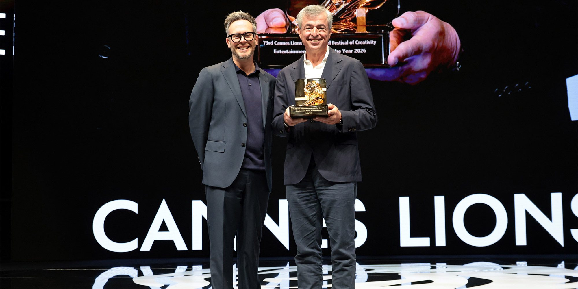photo of Eddy Cue accepts Entertainment Person of the Year Award at Cannes Lions image