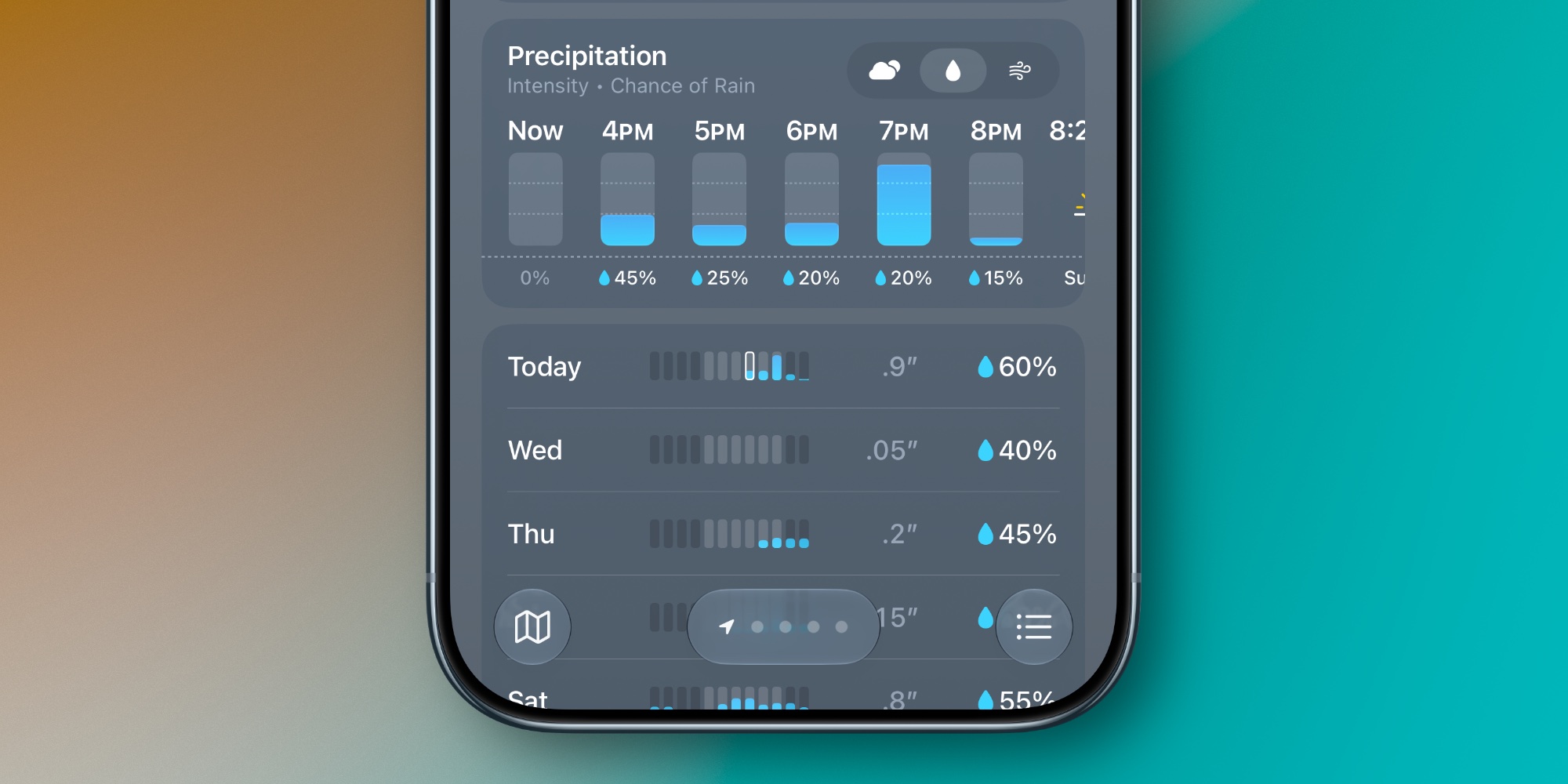 Apple Weather в iOS 27 добавила прогнозы осадков и ветра