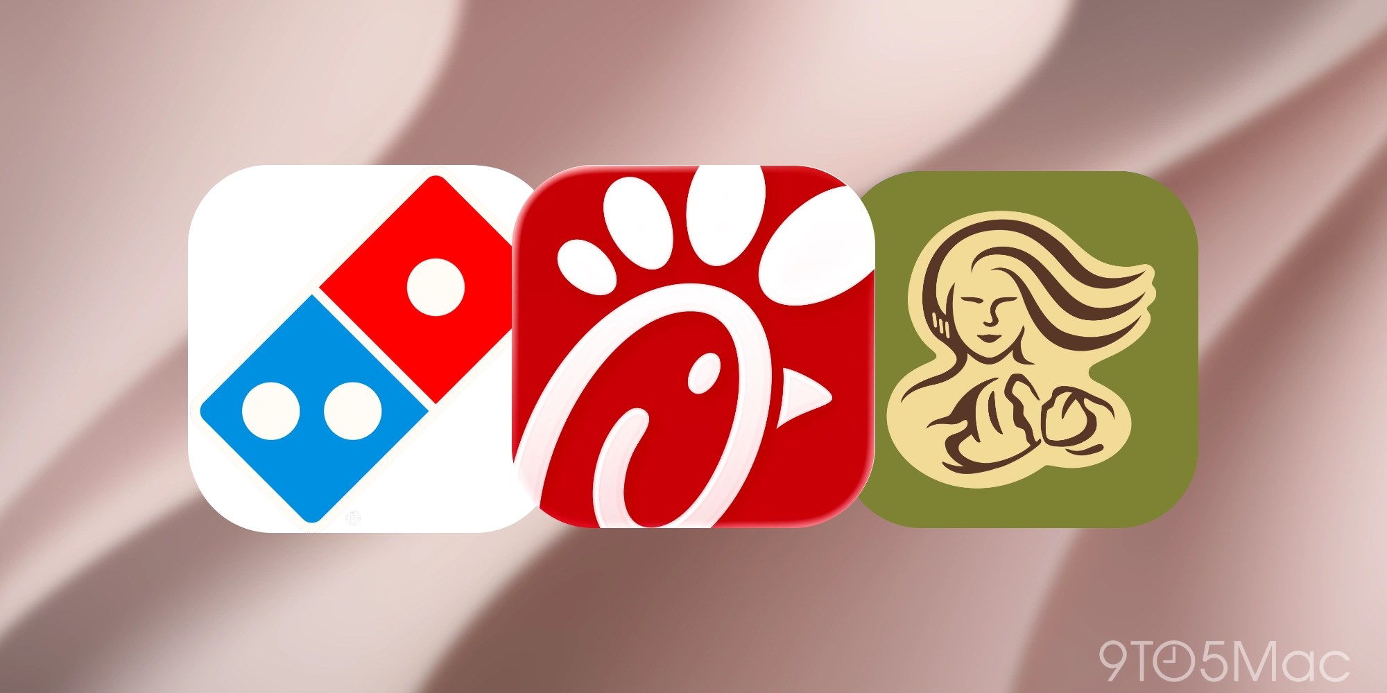 Domino's Pizza, Chick-fil-A, and Panera Bread CarPlay food app icons