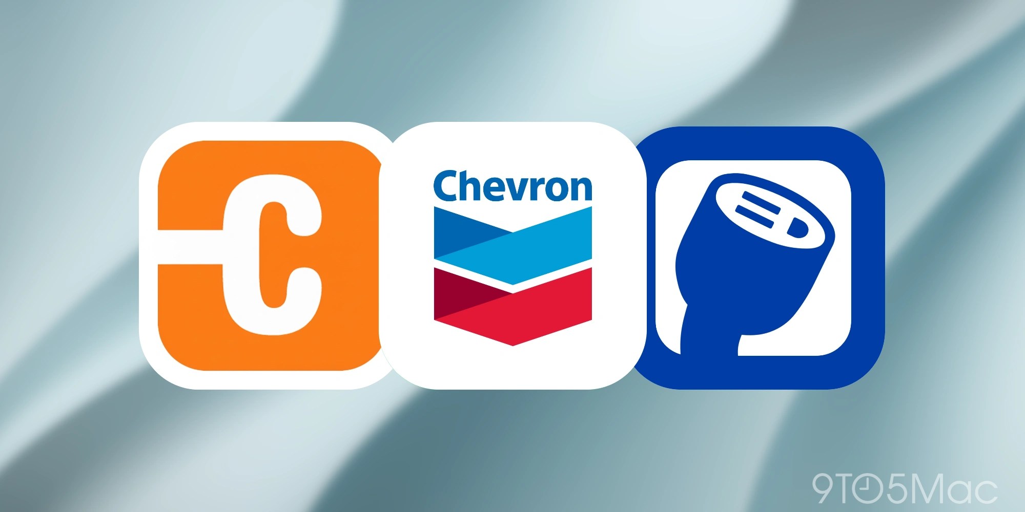 ChargePoint, Chevron, and PlugShare CarPlay EV charging and fuel app icons