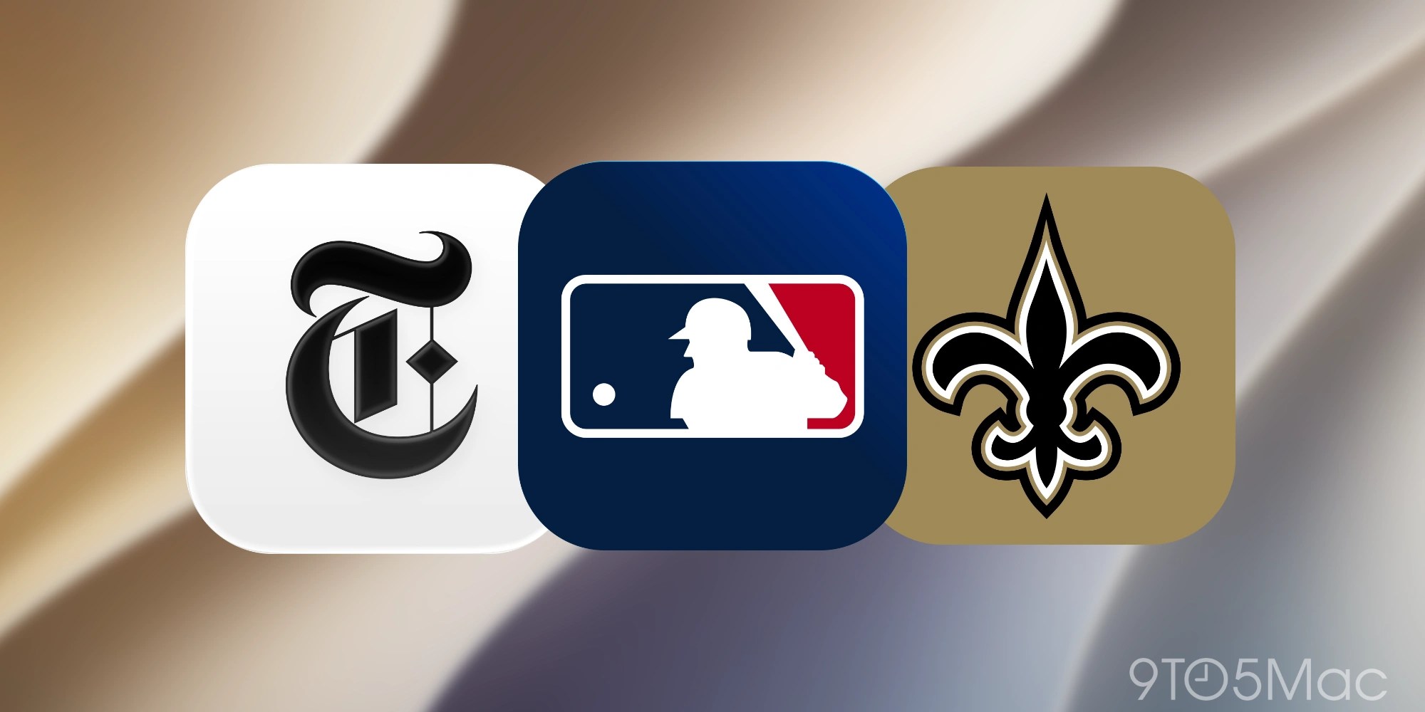 The New York Times, MLB, and Saints CarPlay news and sports app icons
