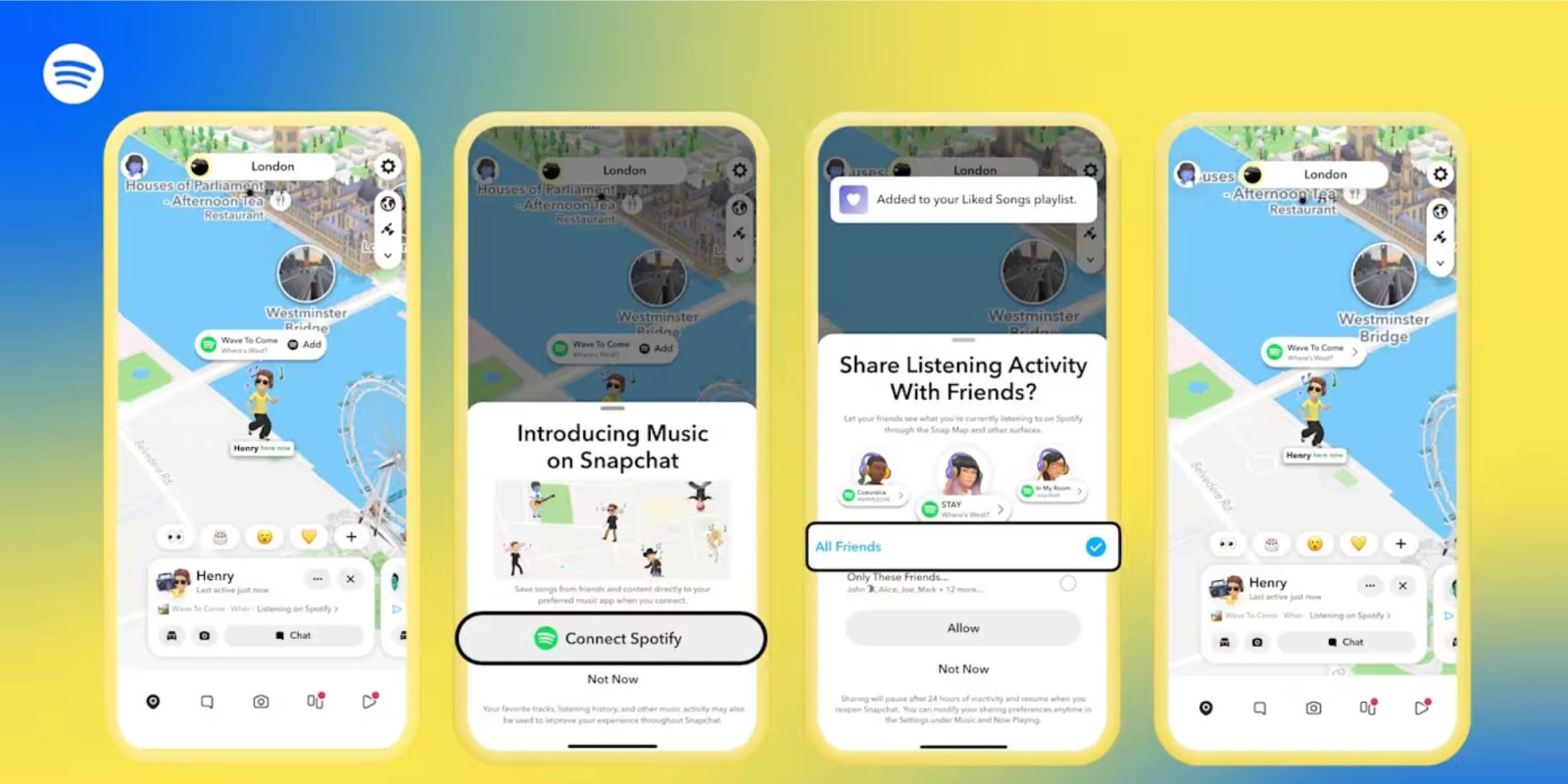 Snapchat’s newest feature turns Snap Map into a live Spotify listening feed