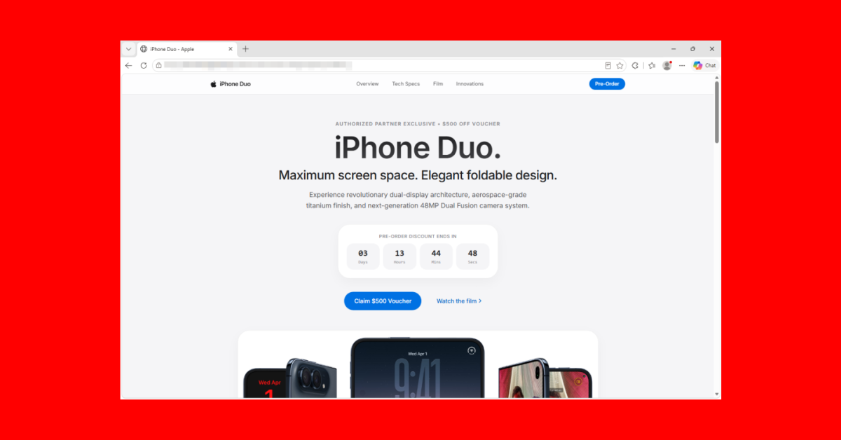 Fake iPhone Duo preorder page can steal crypto wallet data and much more