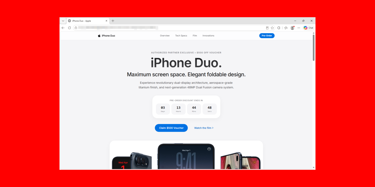 Fake iPhone Duo preorder page can steal crypto wallet data and more