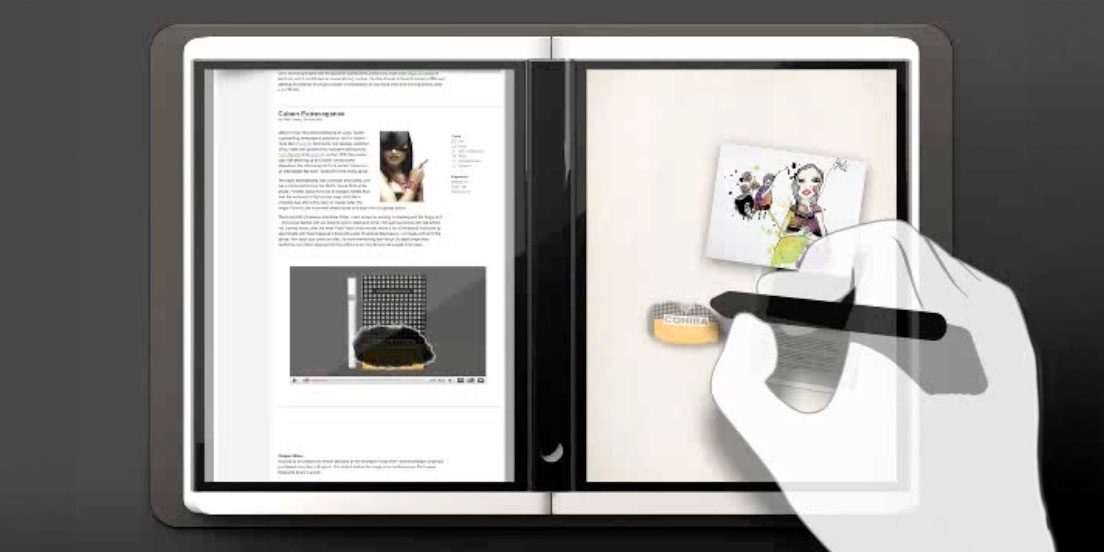 Microsoft invented the iPhone Duo back in 2009 | Screen capture shows part of an image being dragged from the left to the right
