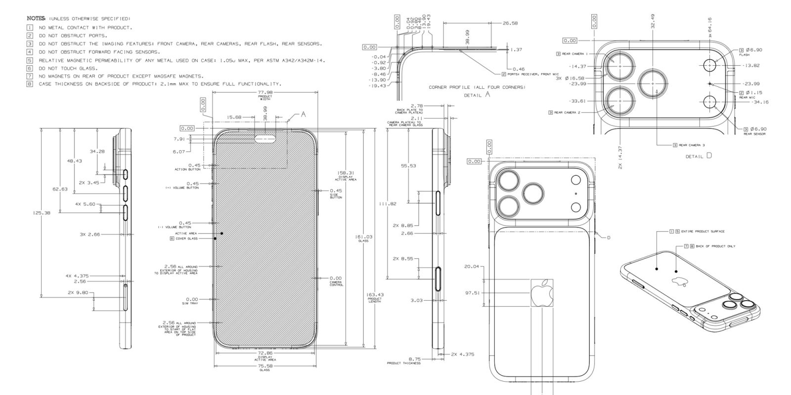 Apple’s dimensional drawings offer a fascinating look at its product designs