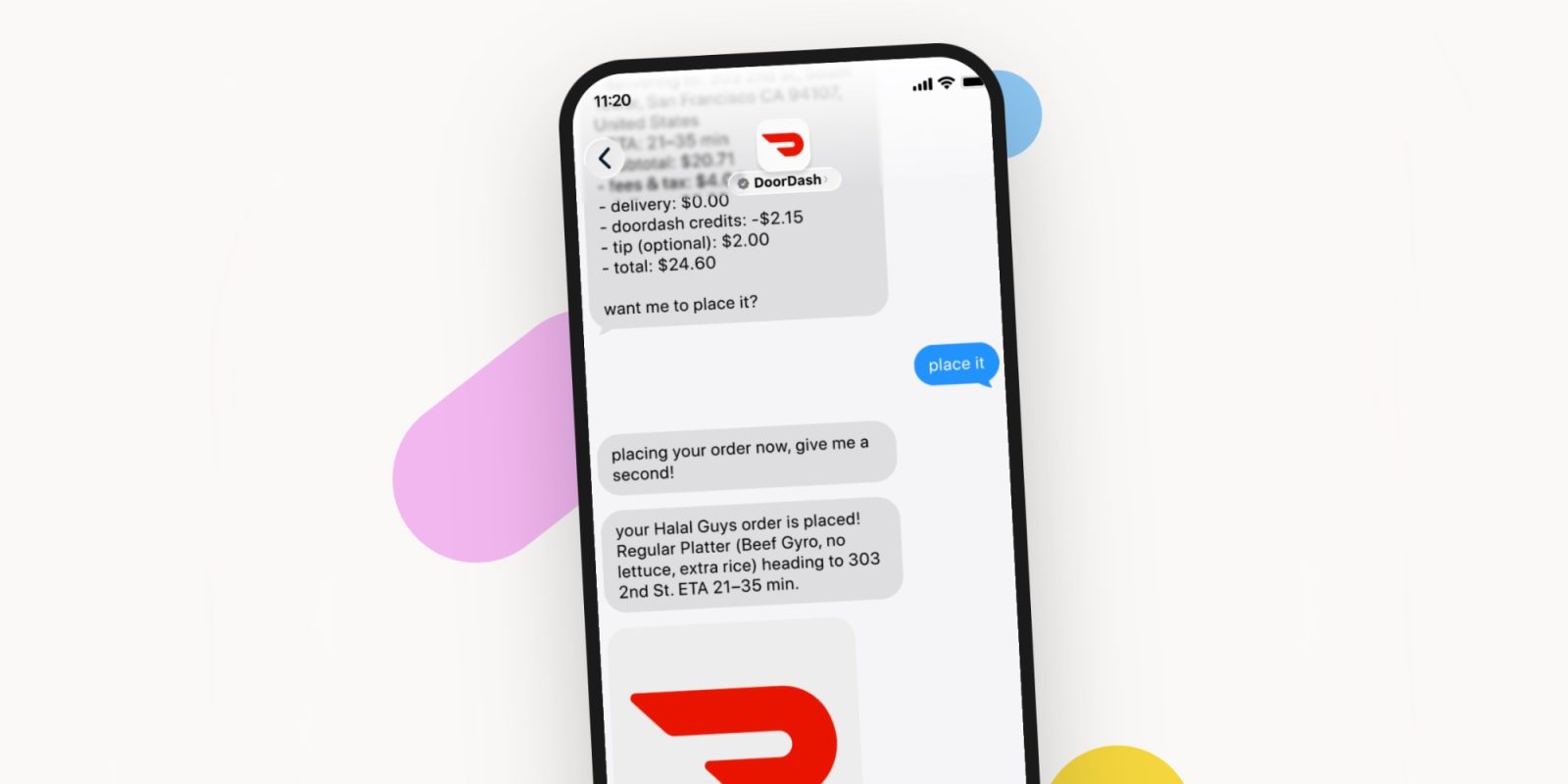 Теперь DoorDash позволяет делать заказы через Apple Messages